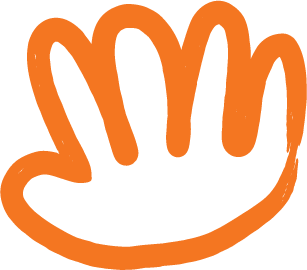 illustration of a handprint in orange