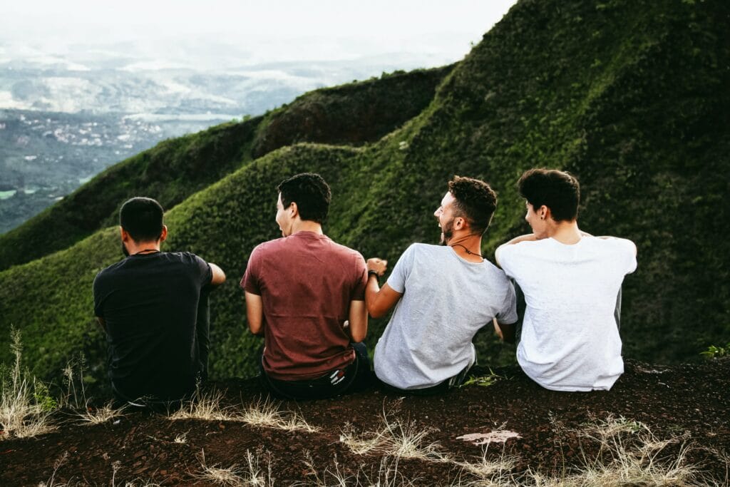 friends on a mountain