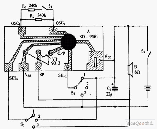 KD9561构成的多声效发生器电路