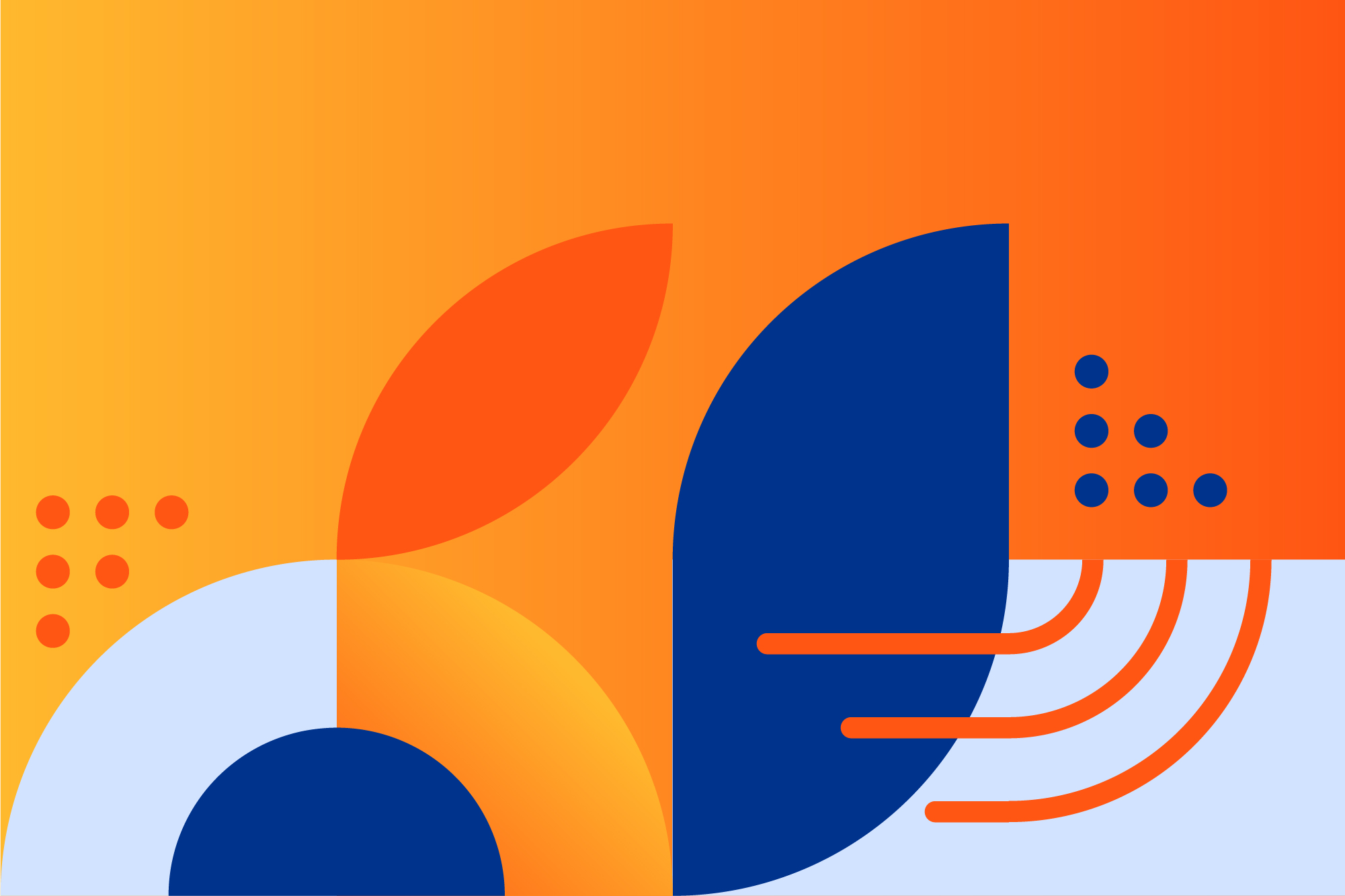 Image of blue and orange graphical illustrations.