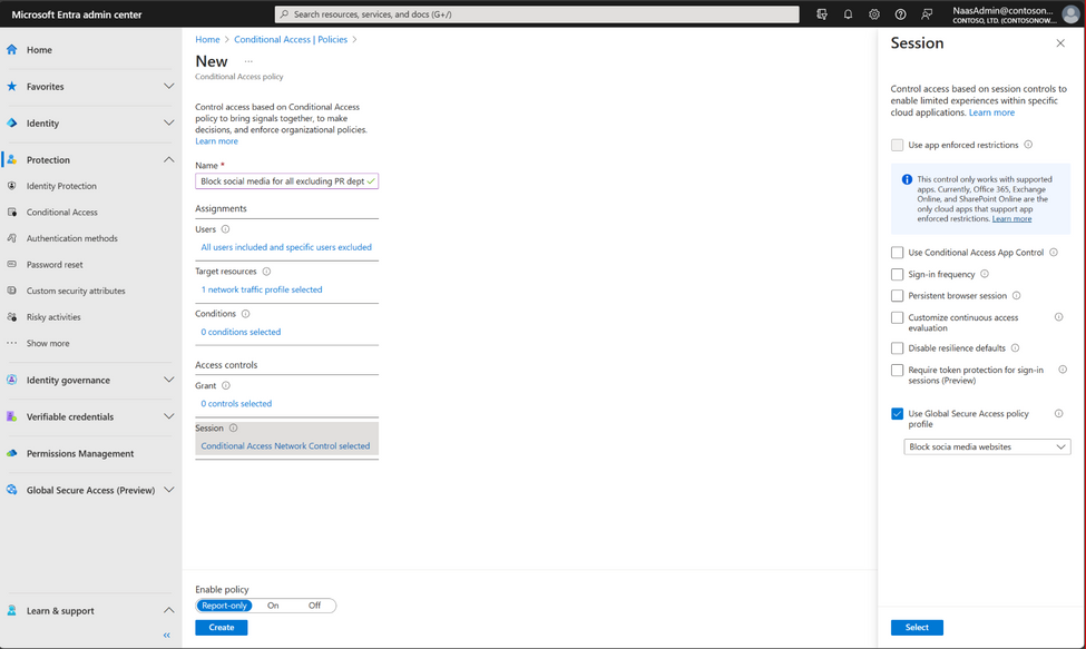 Figure 7: Extend Conditional Access with any internet destination