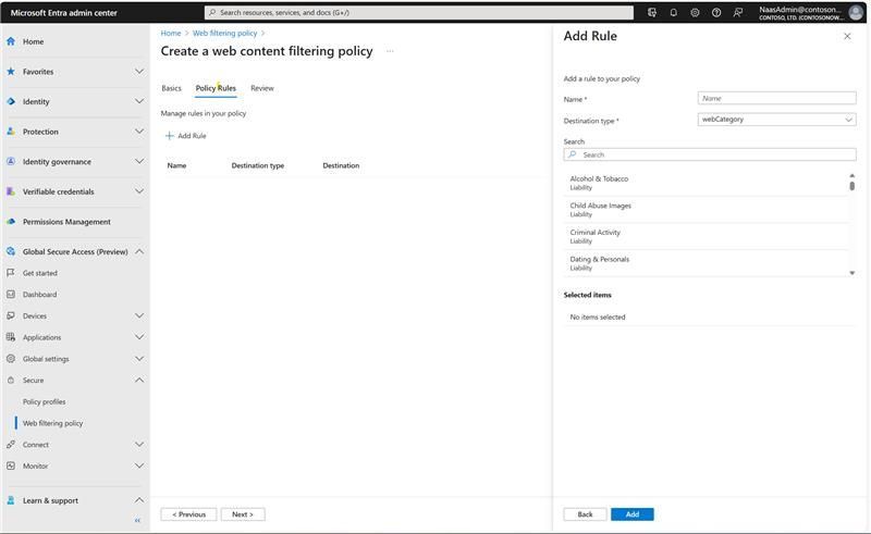 Figure 8: Web Content filtering