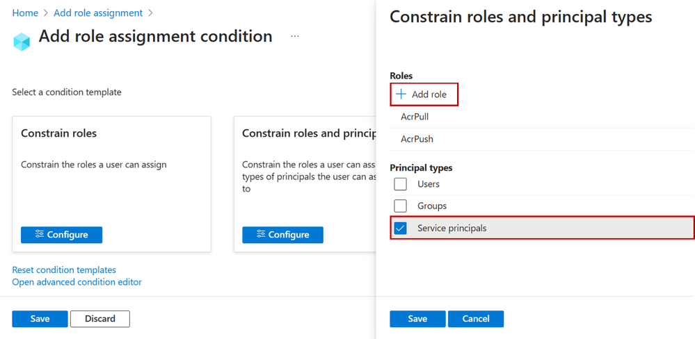 Figure 6: Select role and principal type