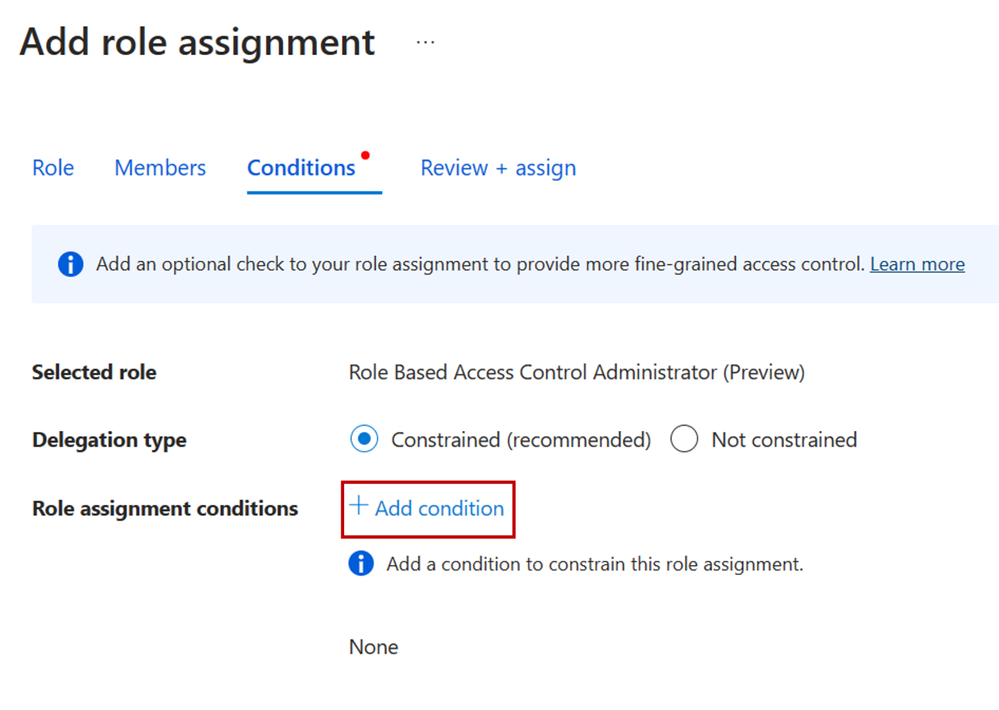 Figure 4: Add condition to role assignment