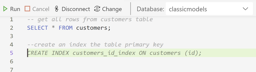 Scenario 2: Create an index on a table