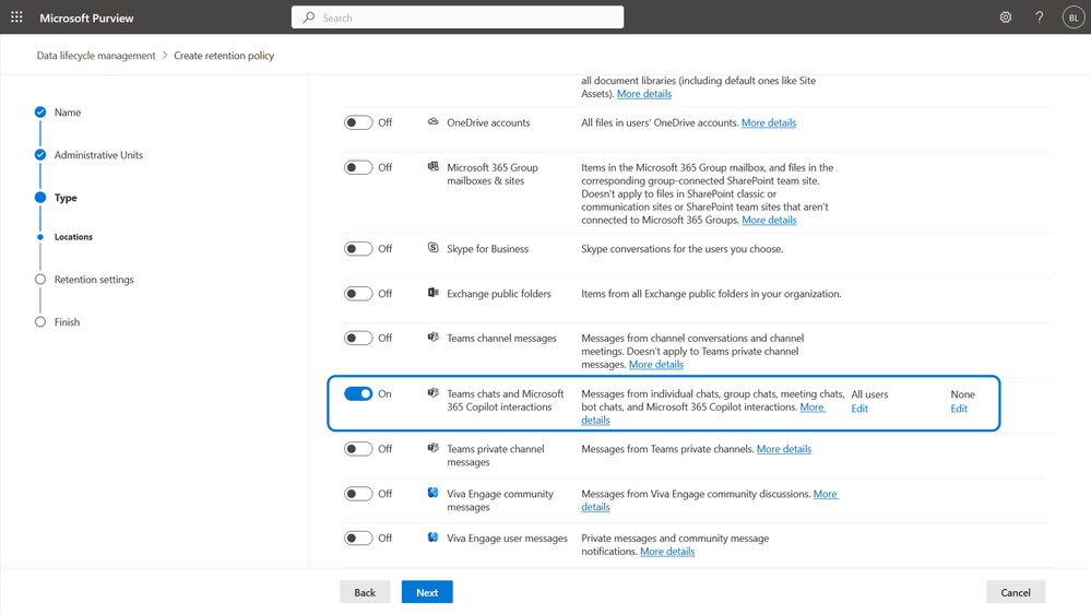 Figure 10: Retention and deletion policy for Copilot for Microsoft 365