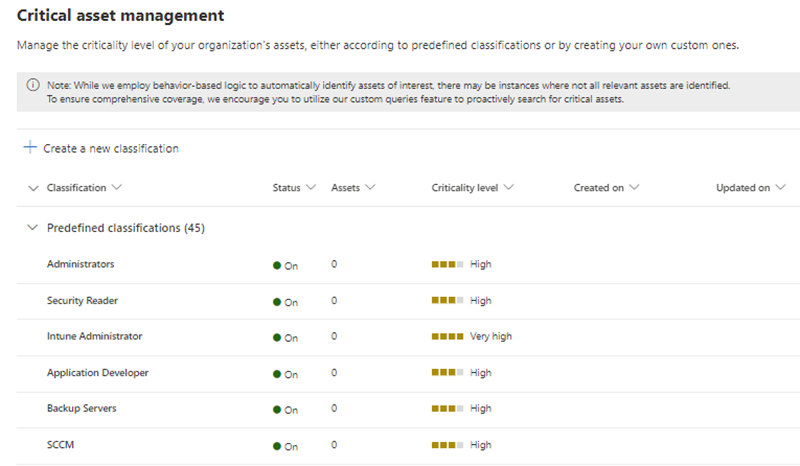 Figure 2: Critical asset management experience allows teams to discover and tag critical assets