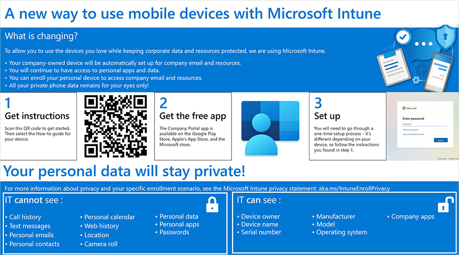 Screenshot of the guide to managing mobile devices with Intune.