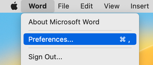 Preferences in Word for Mac