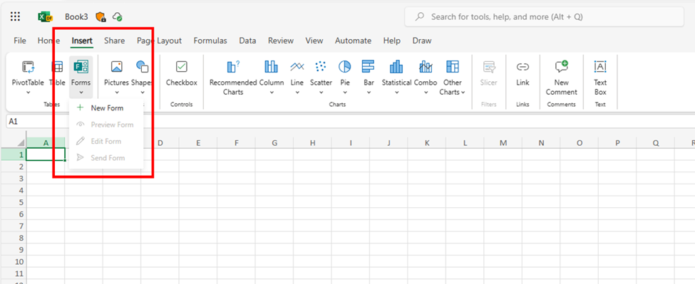 Form created from Excel for the web