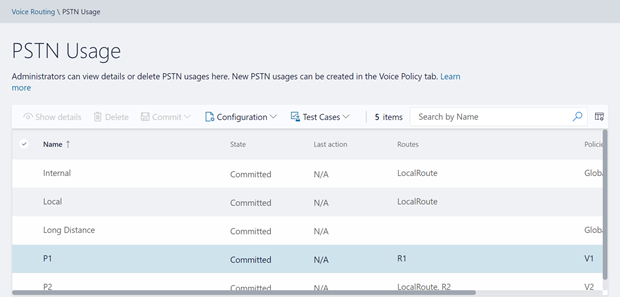 PSTN Usage Home screen