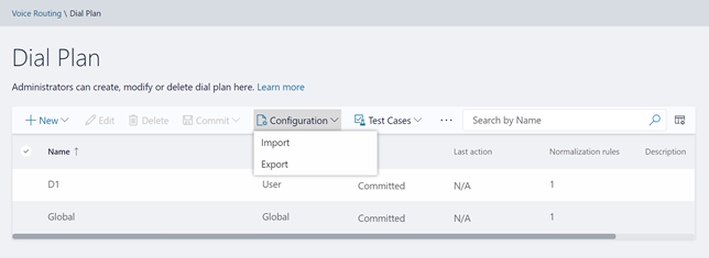 Import/Export Configuration