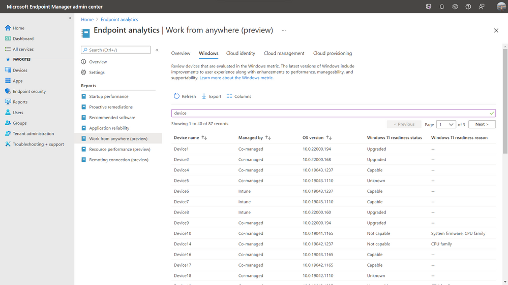 Looking at Windows 11 readiness at the individual device level in Microsoft Endpoint Manager