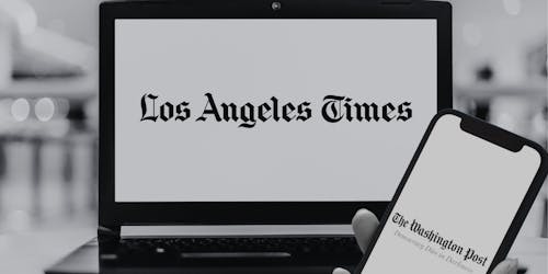 los angeles times on desktop and washington post on smartphone