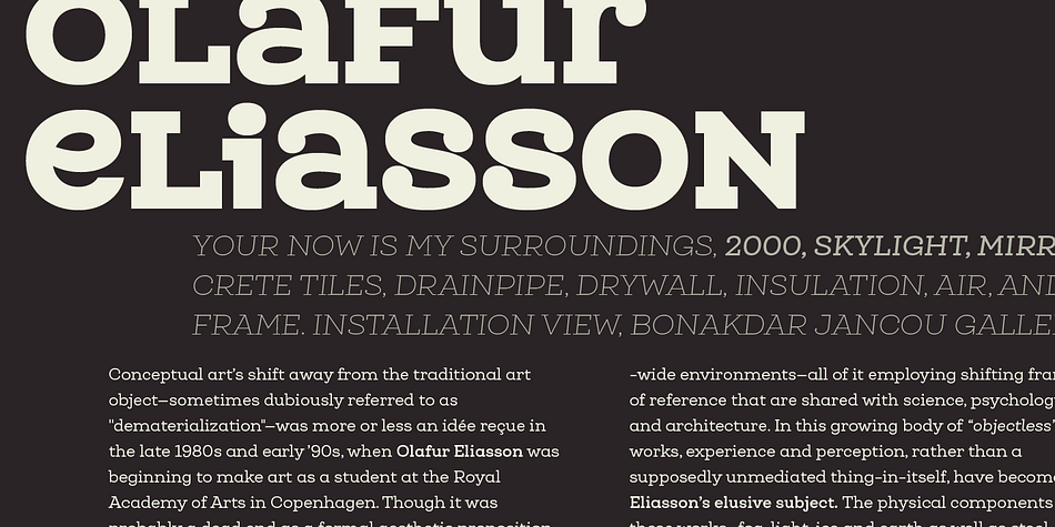 Queulat font family example.