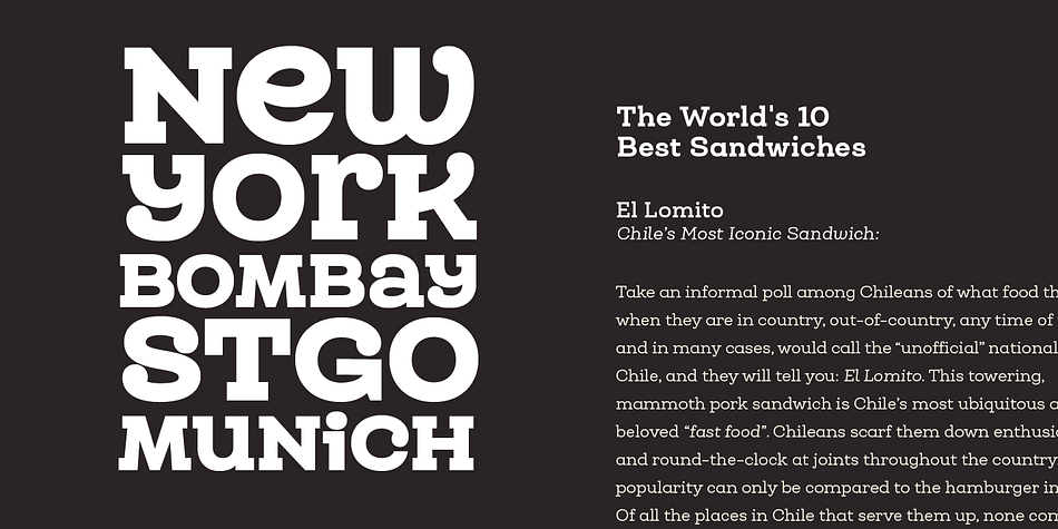 Queulat font family sample image.