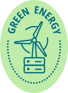 Badge of green energy with windmill