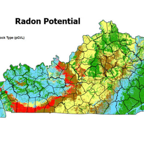 A map of radon potential in Kentucky.