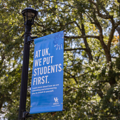 Photo of UK Invests Banner on Campus