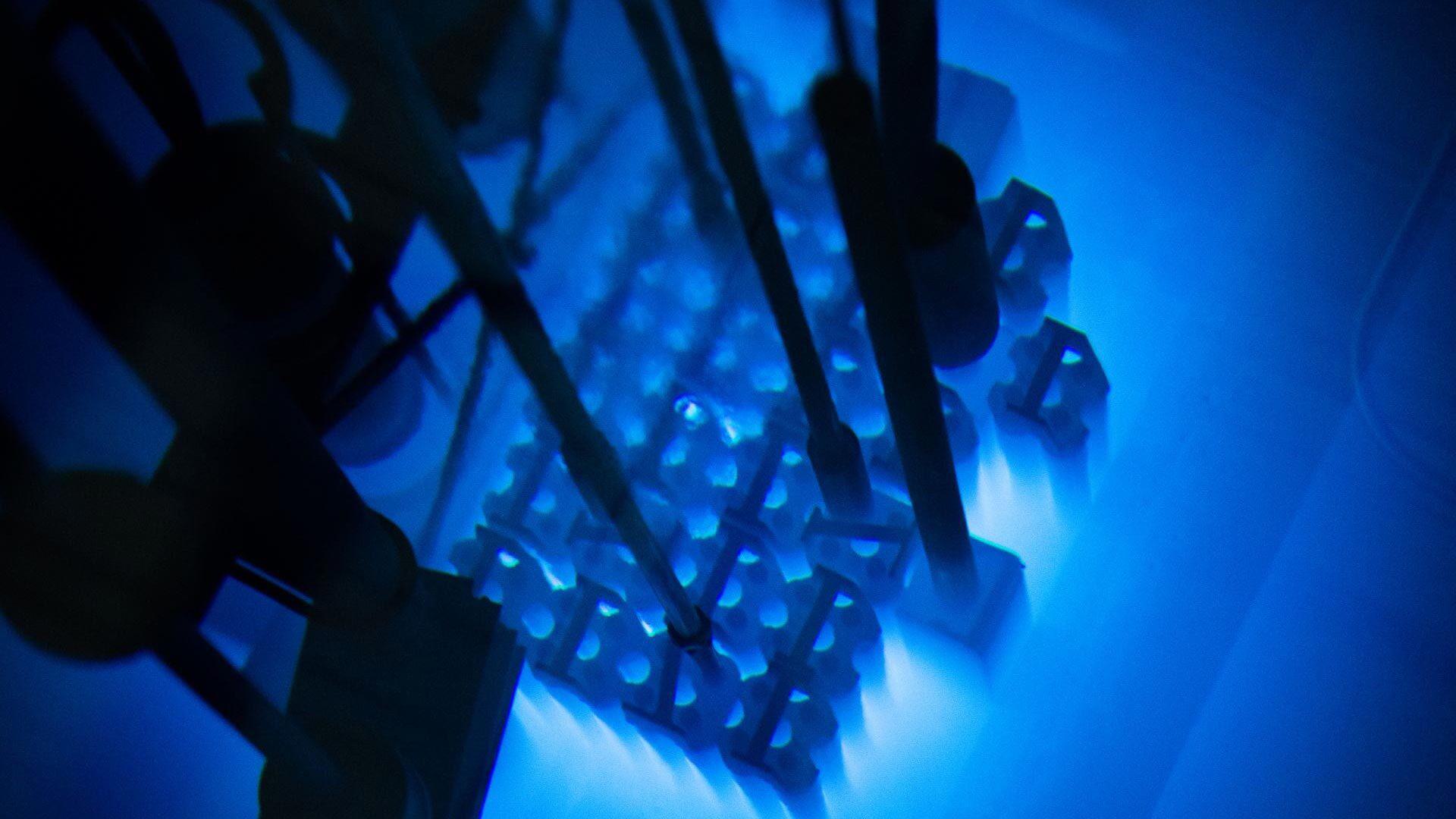 nuclear reactor glows blue