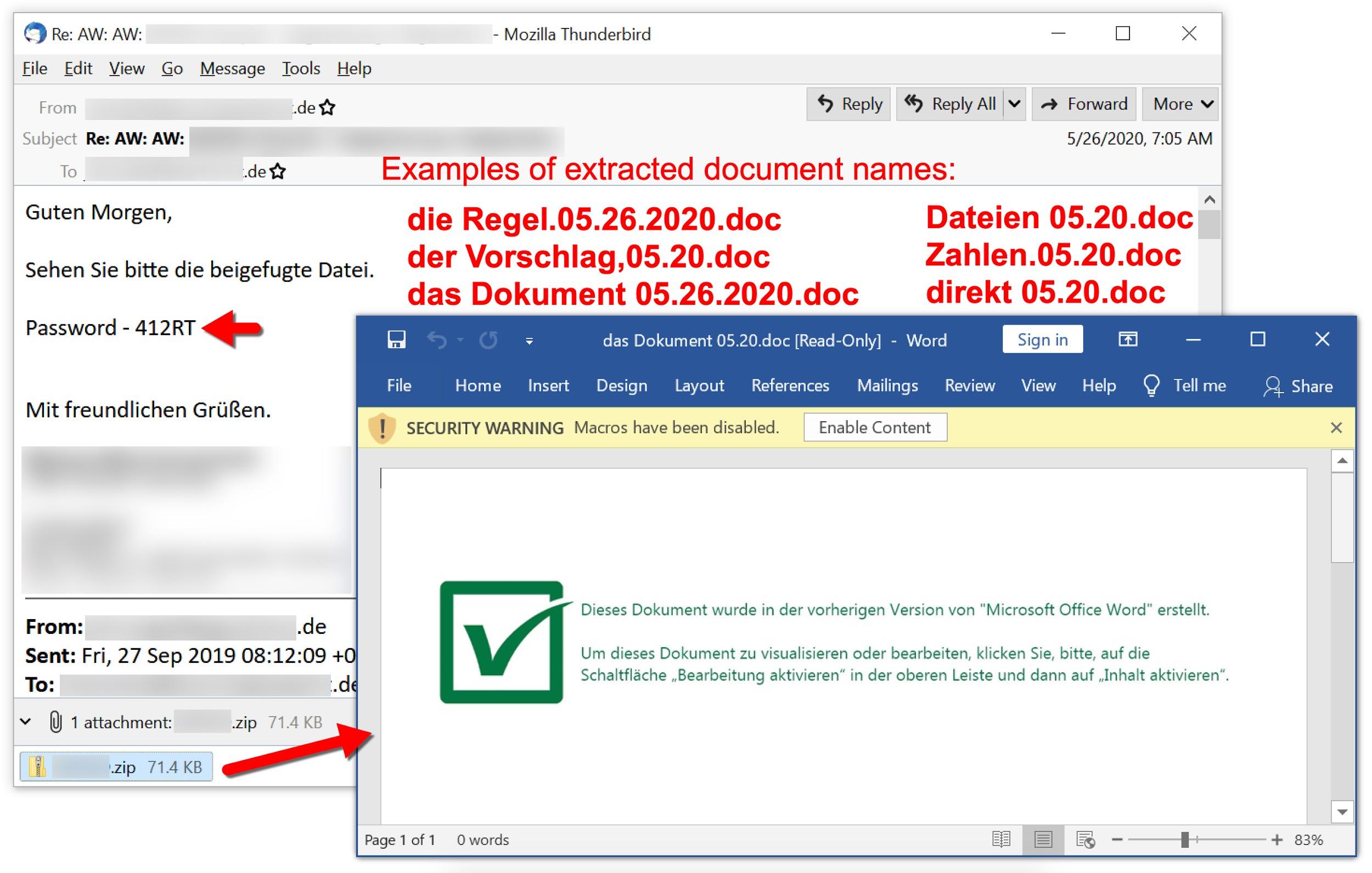 Figure 30. Shathak/TA551 malspam to a German-speaking recipient from May 26, 2020.