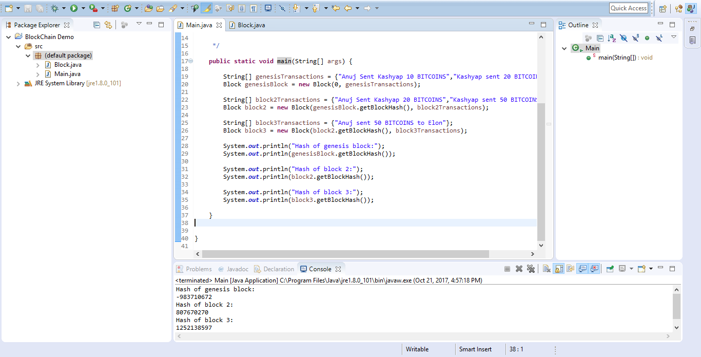 workspace - java - blockchain demo_src_block java - eclipse 21-oct-17 5_10_05 pm