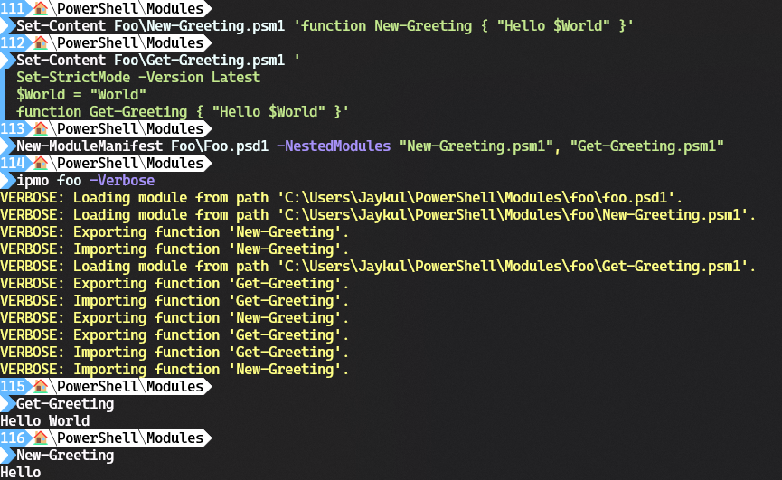 A module made by composing psm1 files as NestedModules