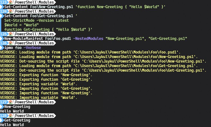 A module made by composing ps1 files as NestedModules