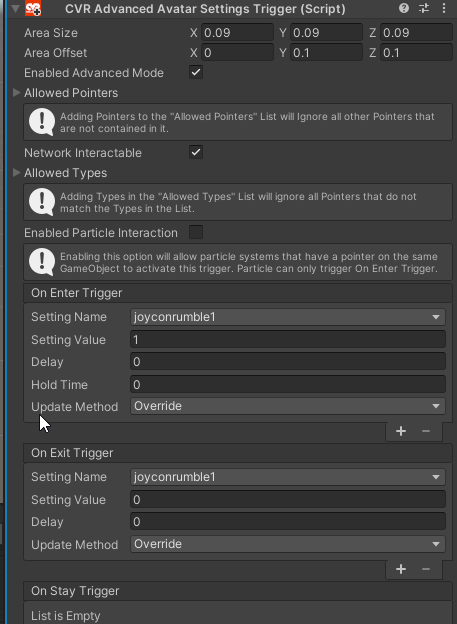 Add CVR Advanced Avatar Trigger