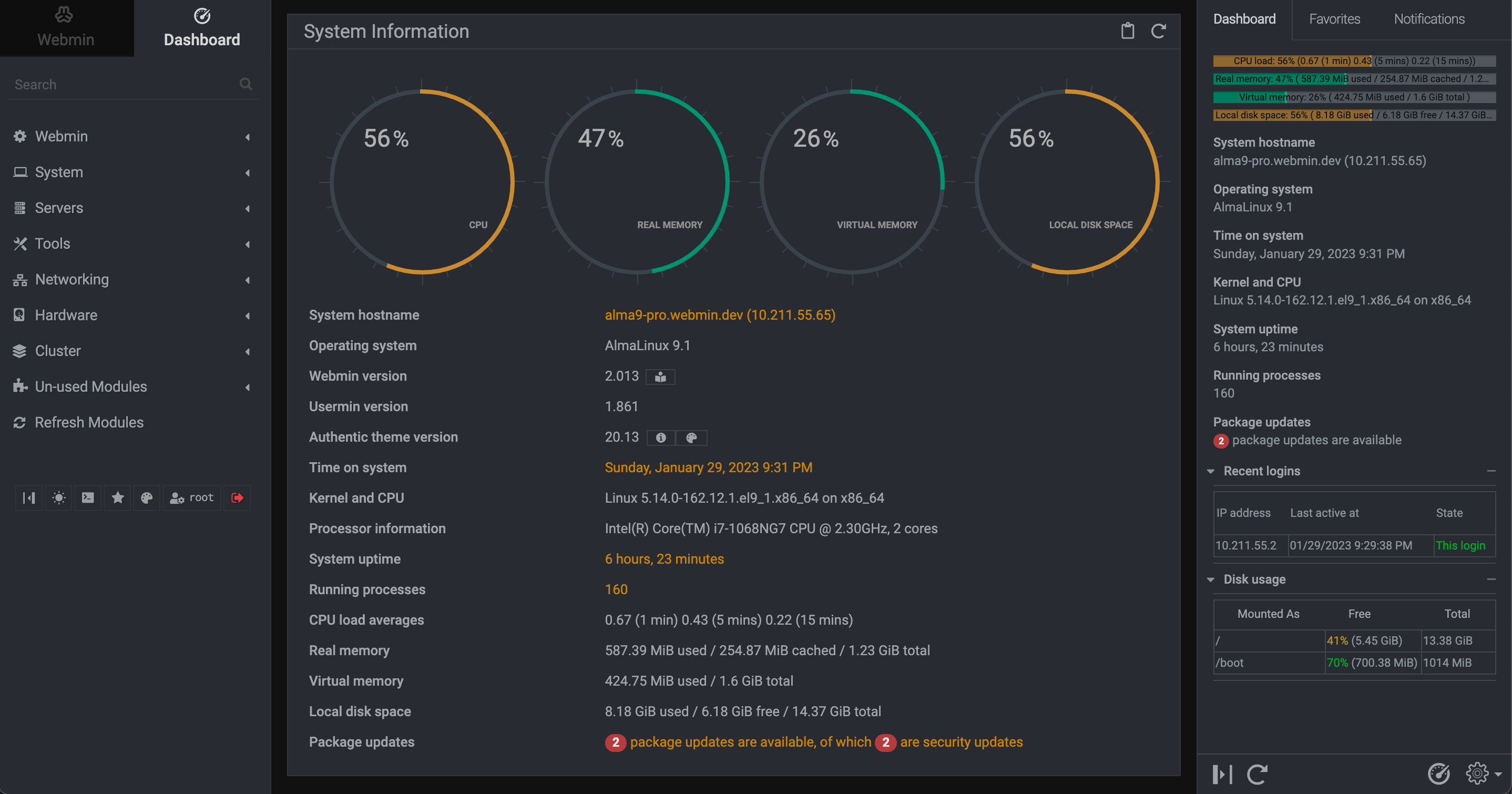 Dashboard screenshot