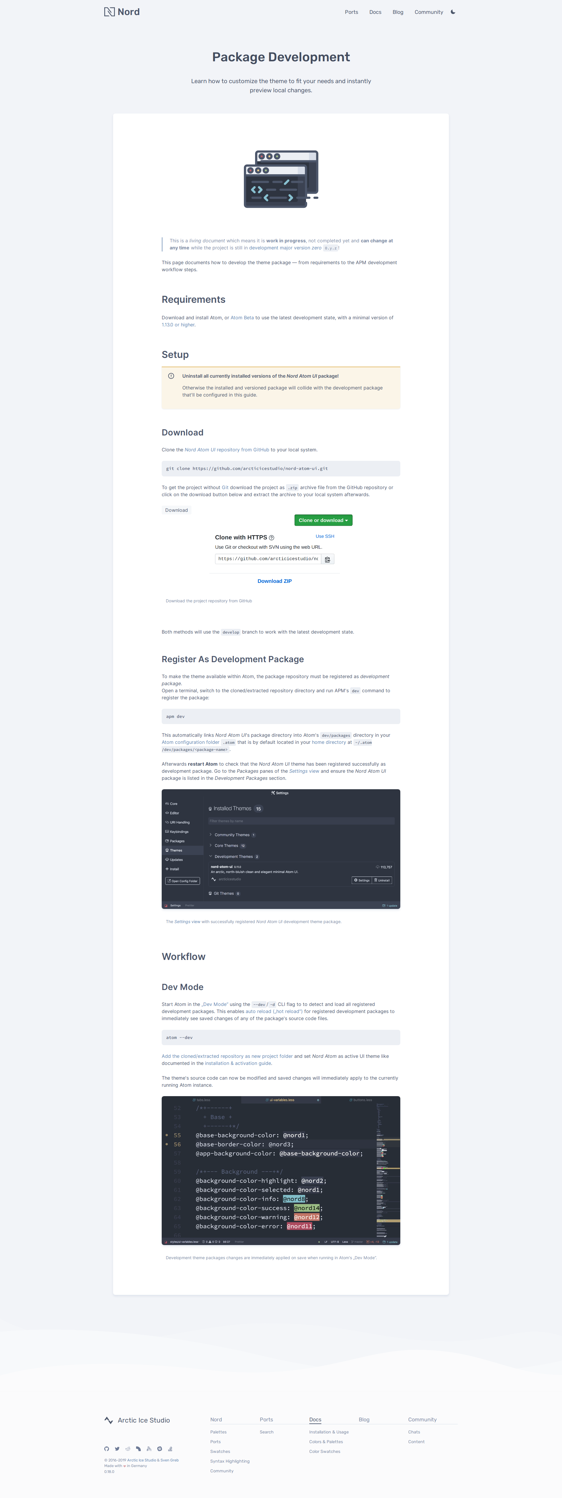 Preview: Nord Atom UI Package Development Guide Page