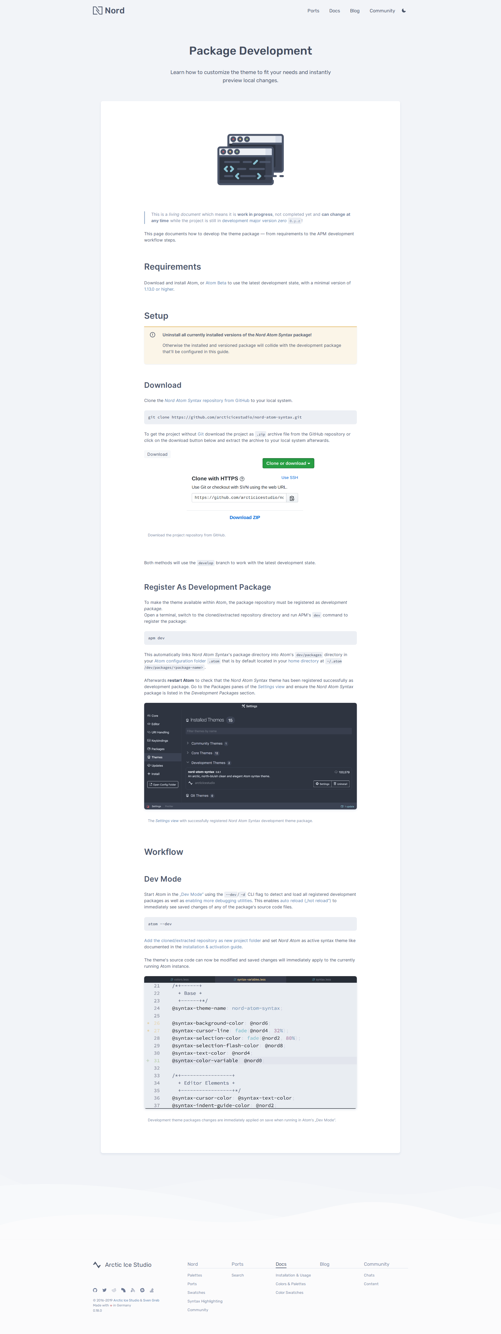 Preview: Nord Atom Syntax Package Development Guide Page