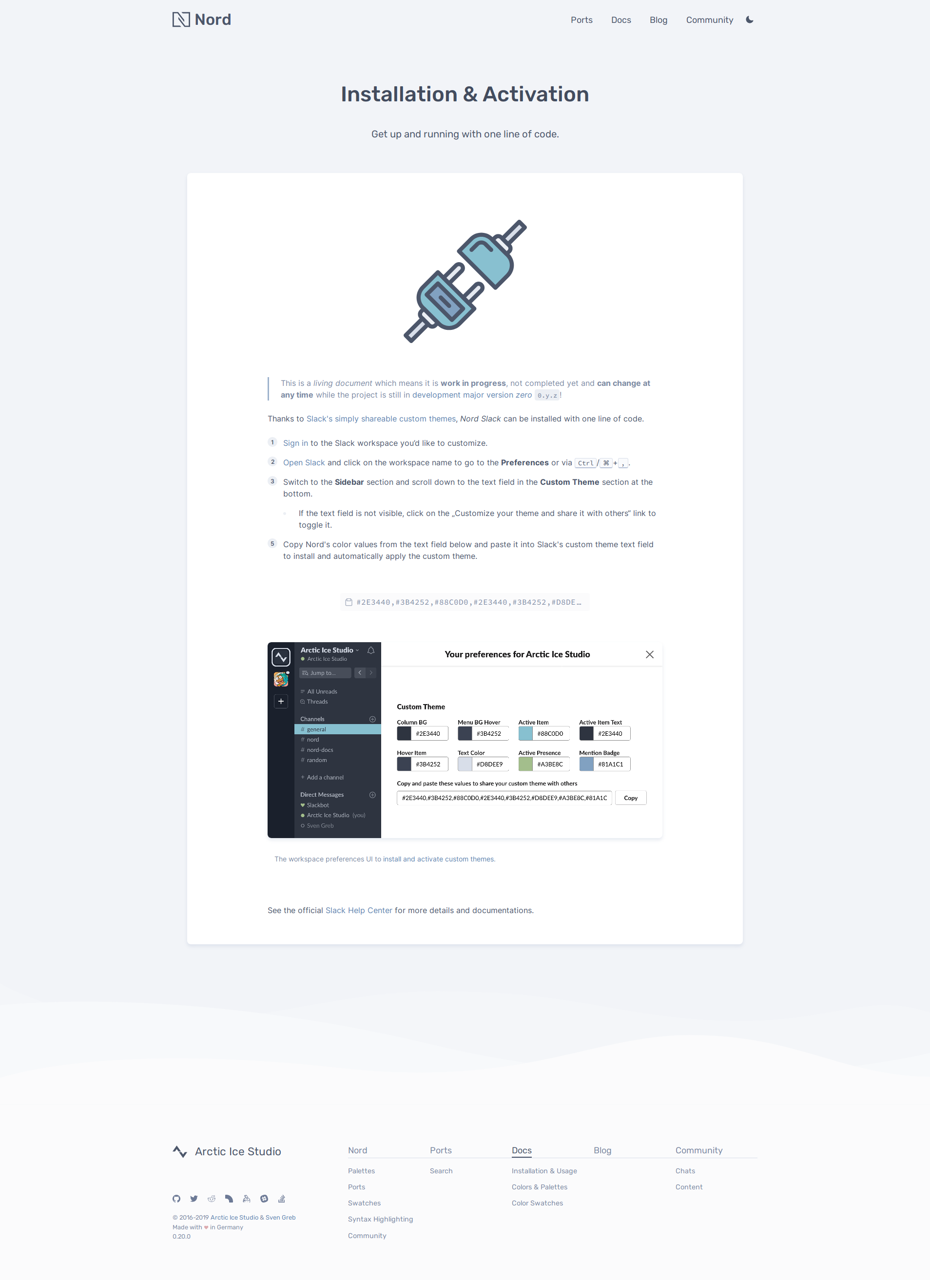 Preview: Nord Slack Installation & Activation Guide Page