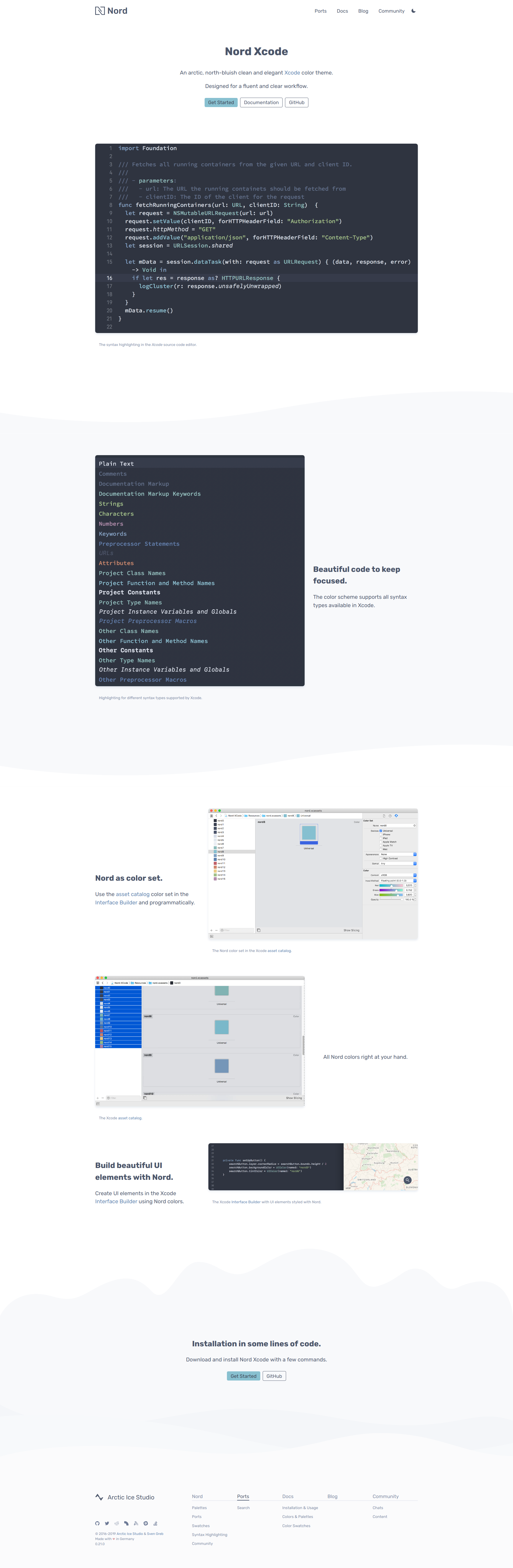 Preview: Nord Xcode Port Project Landing Page