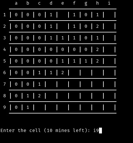 Minesweeper board half cleared of bombs