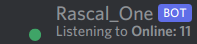 bot playing text displaying 'Online: 11'
