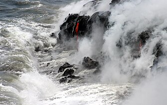 Pāhoehoe flows into Pacific, Hawaii