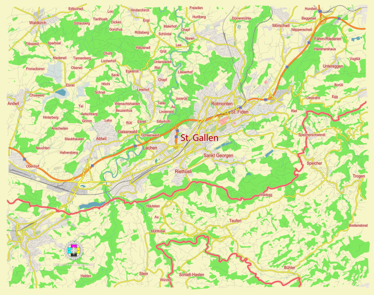 File:St. Gallen Switzerland street map.svg