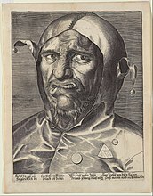 Large Head of a Jester by Anonymous German draughtsman (16th century).