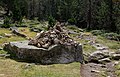 A cairn built on the GR10, near Aigues-Cluzes, Hautes-Pyrénées, France.