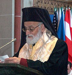 Seine Seligkeit Patriarch Gregorios III. bei einer Investitur des Lazarus-Orden in Krefeld-Hüls.