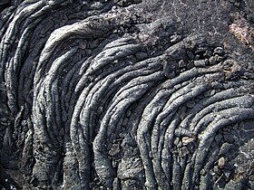 Ropy pāhoehoe lava in La Palma, Canary Islands