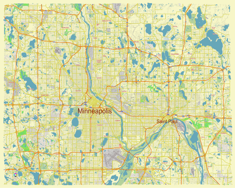 File:Minneapolis and Sent Paul Minnesota US street map.svg