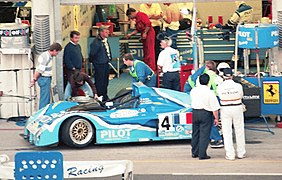 Ferrari333SP - MichelFerte-AdrianCampos-CharlesNearburg-stand-LeMans1997-cropped.jpg