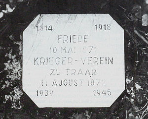 Plakette zum Frieden 1871 in Krefeld-Traar