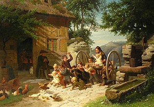 Kinderspiel auf dem Hof by Christian Eduard Böttcher (1864).