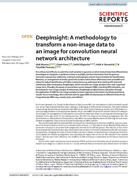 File:DeepInsight method to transform non-image data to 2D image for convolutional neural network architecture.pdf