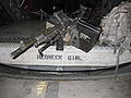 A M240H mounted on the back ramp of a CH-47 Helicopter.