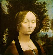 Ginevra de Benci, reputed to be by Leonardo da Vinci.