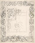 Thumbnail for File:Title Page Design for "The Tournament" (recto); Small Sketches for Border Elements (verso) MET DP801138.jpg